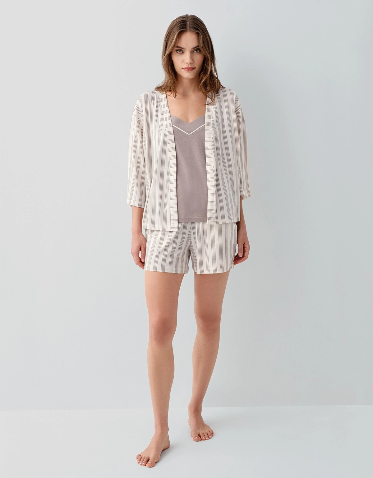 Pierre Cardin 9179 Kadın Sabahlıklı Şortlu Pijama Takımı