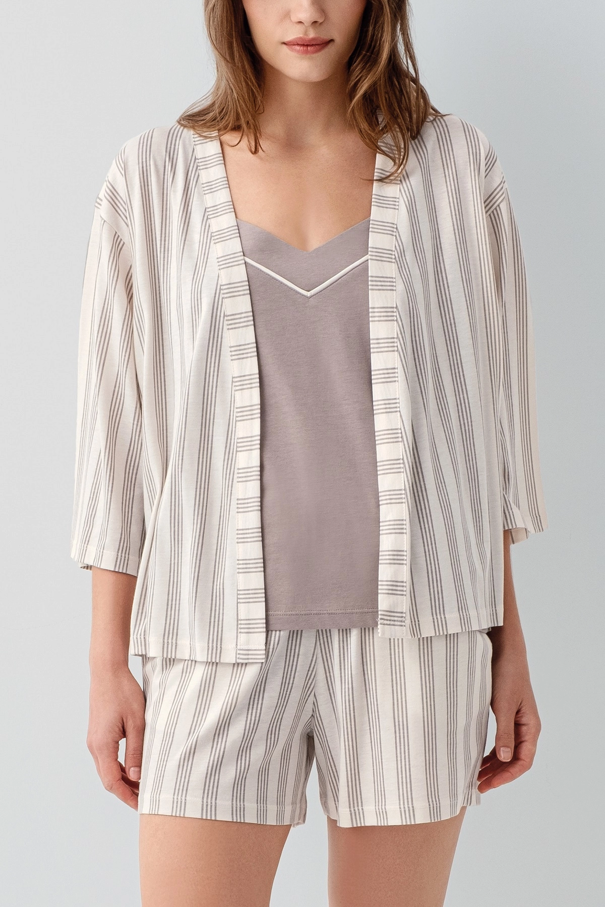 Pierre Cardin 9179 Kadın Sabahlıklı Şortlu Pijama Takımı