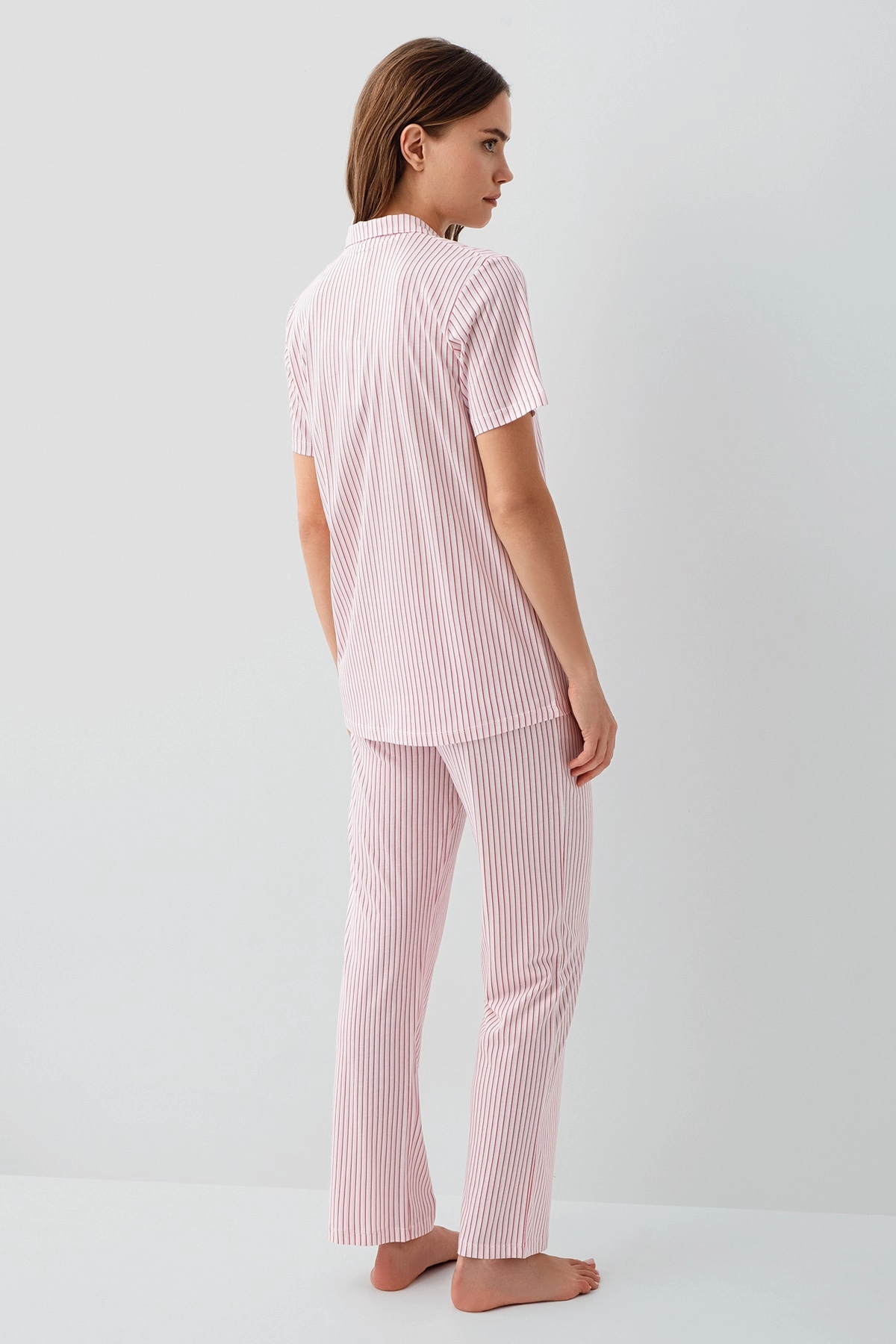 Pierre Cardin 9204  Kadın Kısa Kollu Gömlek Pijama Takımı-Somon