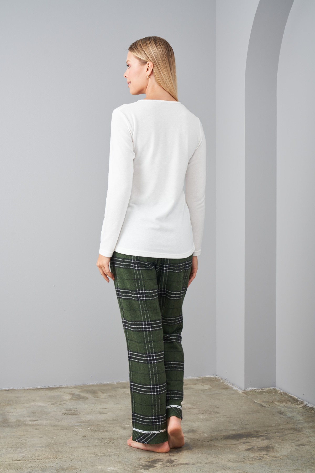 PJS 24561 KADIN EKOSE PİJAMA TAKIMI-Yeşi̇l