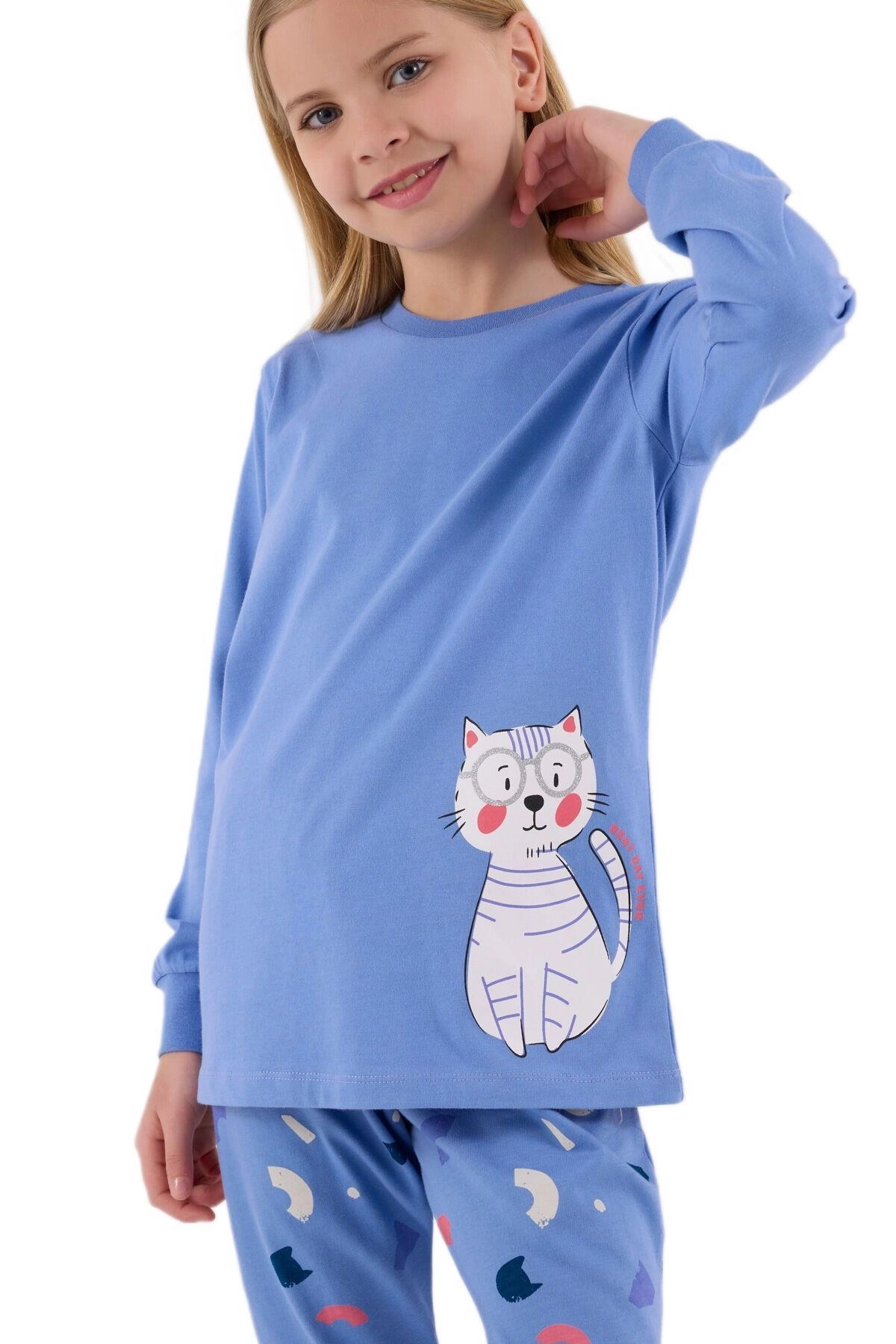 Rolypoly Kız Çocuk İndigo Pijama Takımı 3697-G