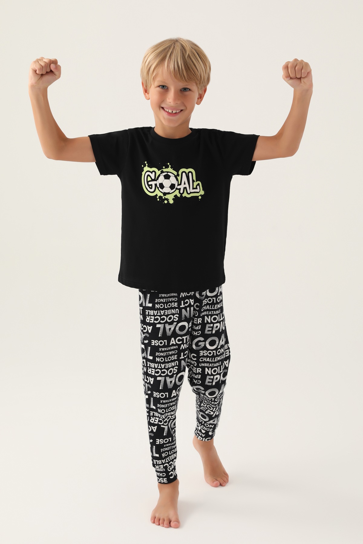 Roly Poly 3344 Pamuklu Kısa Kollu Erkek Çocuk Pijama Takımı
