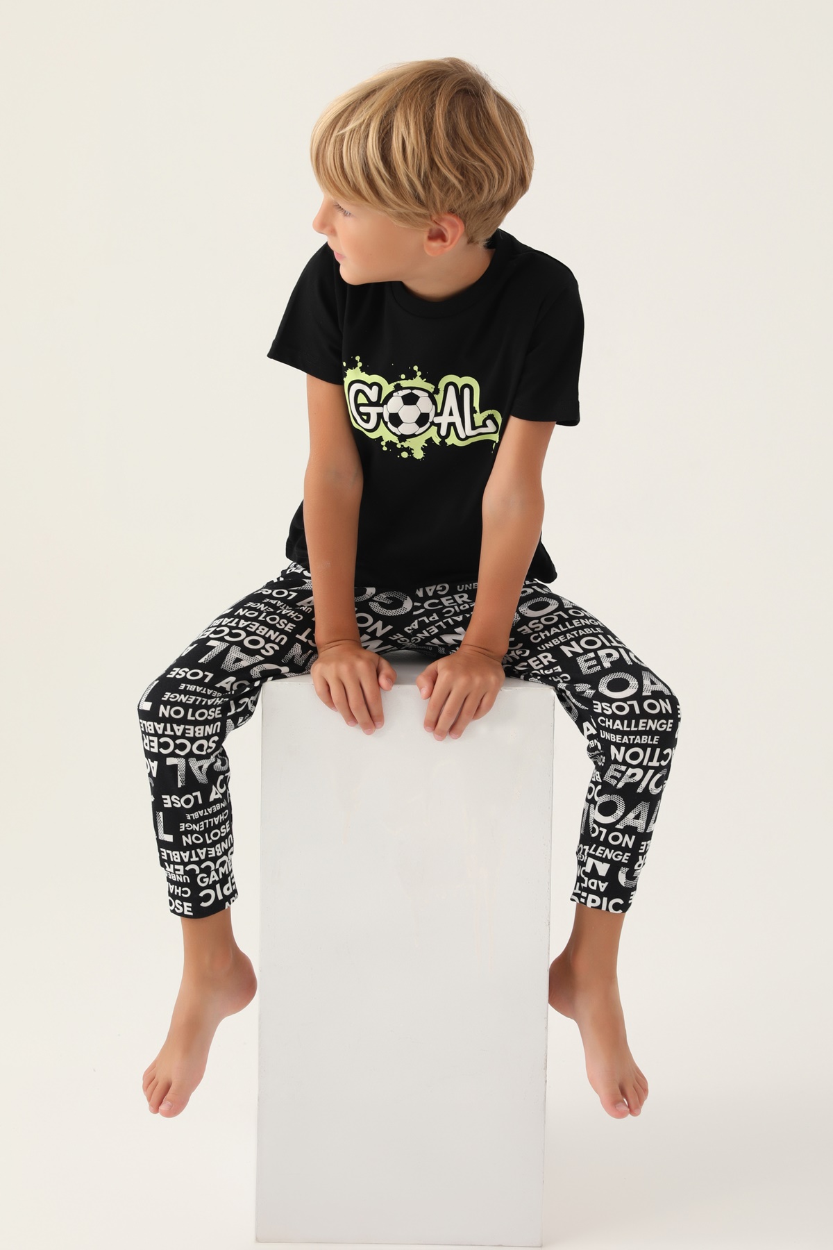 Roly Poly 3344 Pamuklu Kısa Kollu Erkek Çocuk Pijama Takımı