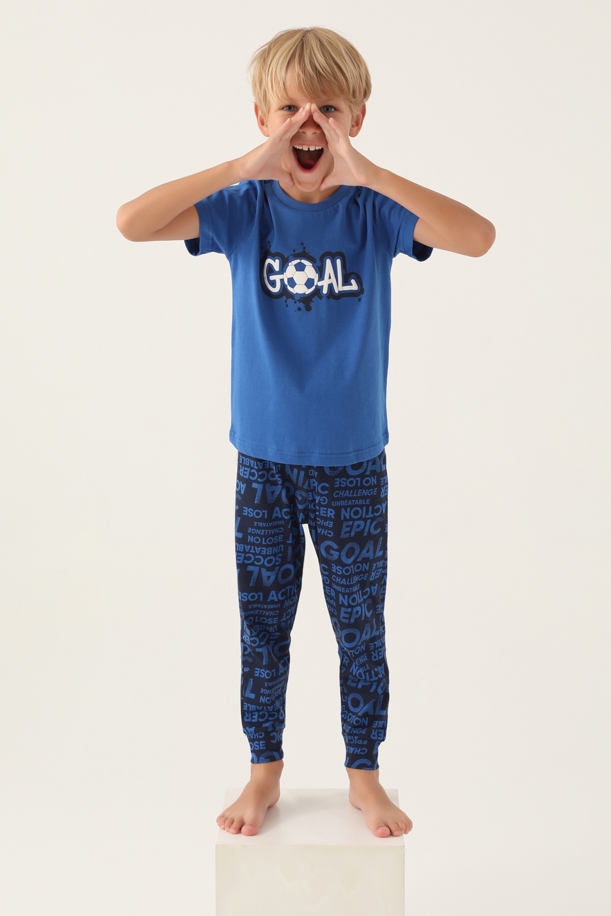 Roly Poly 3344 Pamuklu Kısa Kollu Erkek Garson Pijama Takımı