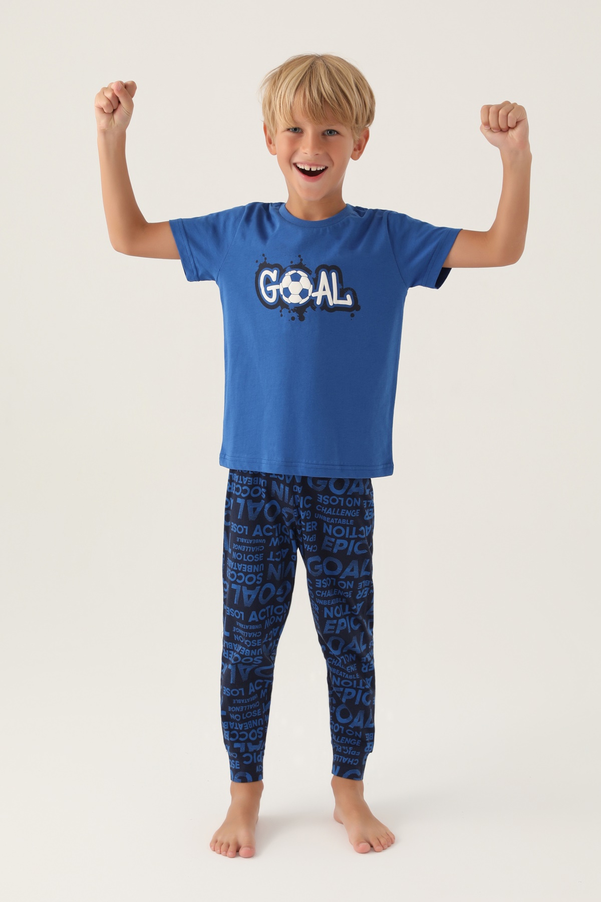 Roly Poly 3344 Pamuklu Kısa Kollu Erkek Garson Pijama Takımı