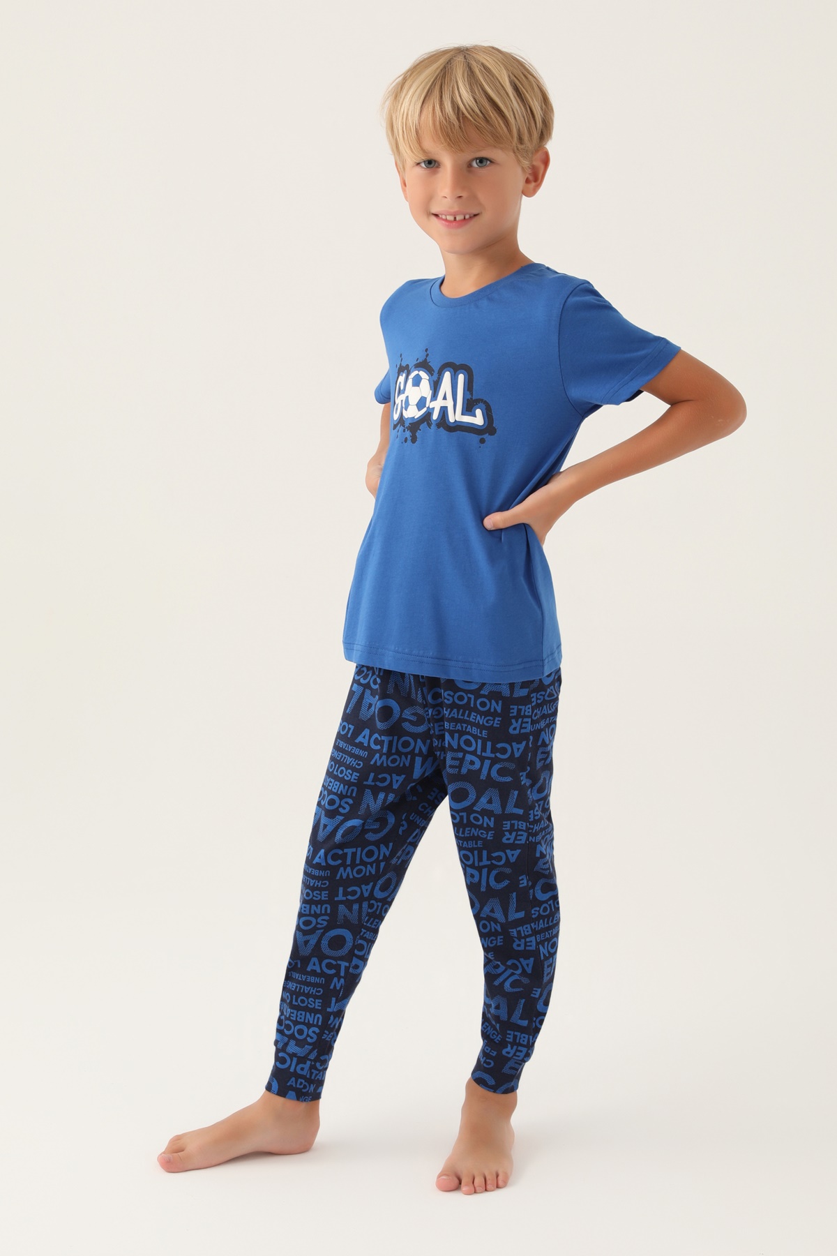 Roly Poly 3344 Pamuklu Kısa Kollu Erkek Garson Pijama Takımı
