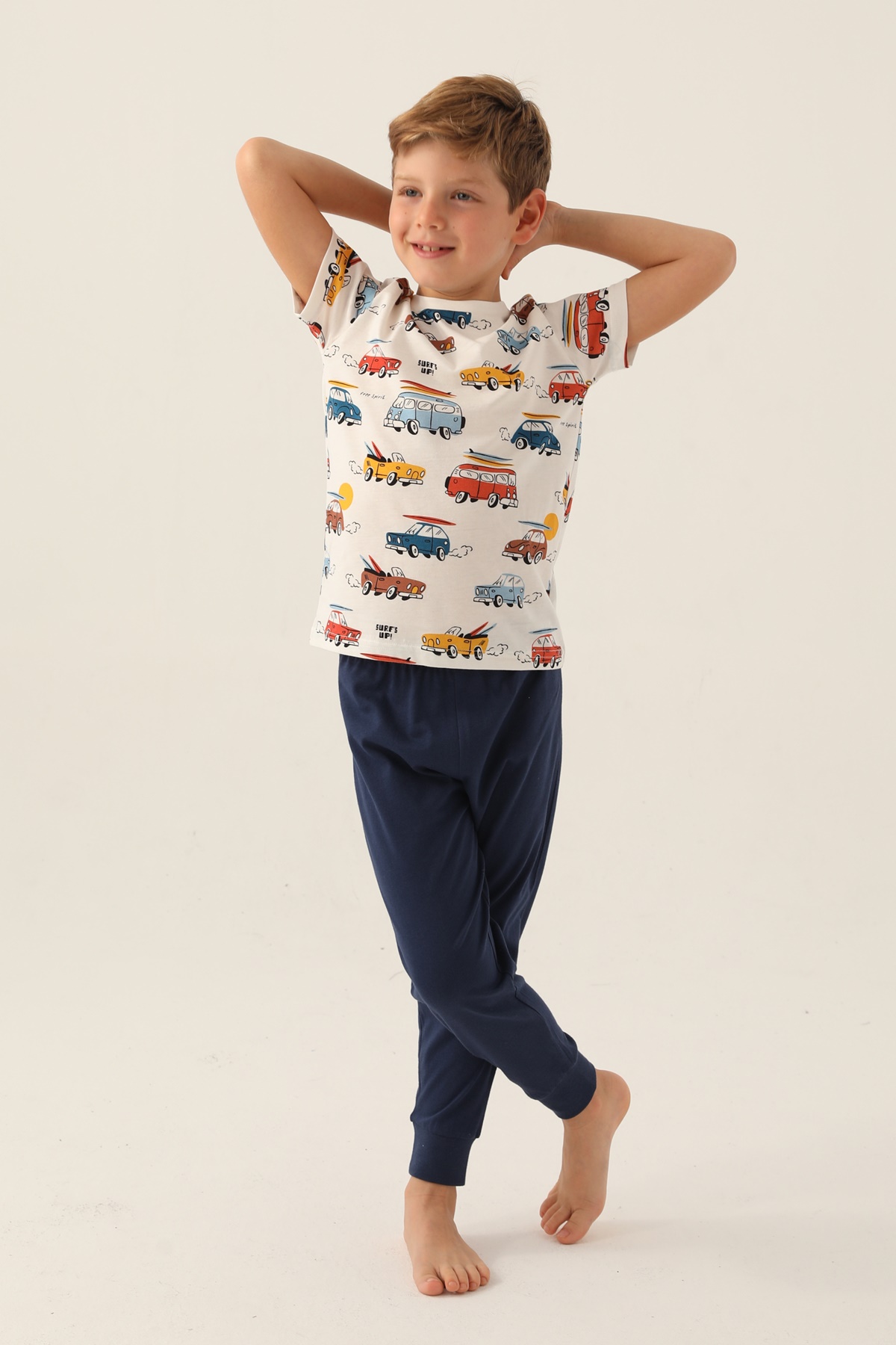 Roly Poly 3358 Pamuklu Kısa Kollu Erkek Çocuk Pijama Takımı