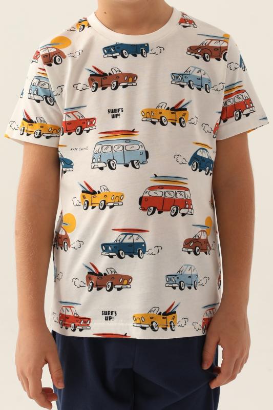 Roly Poly 3358 Pamuklu Desenli Erkek Garson Kısa Kol Pijama Takımı
