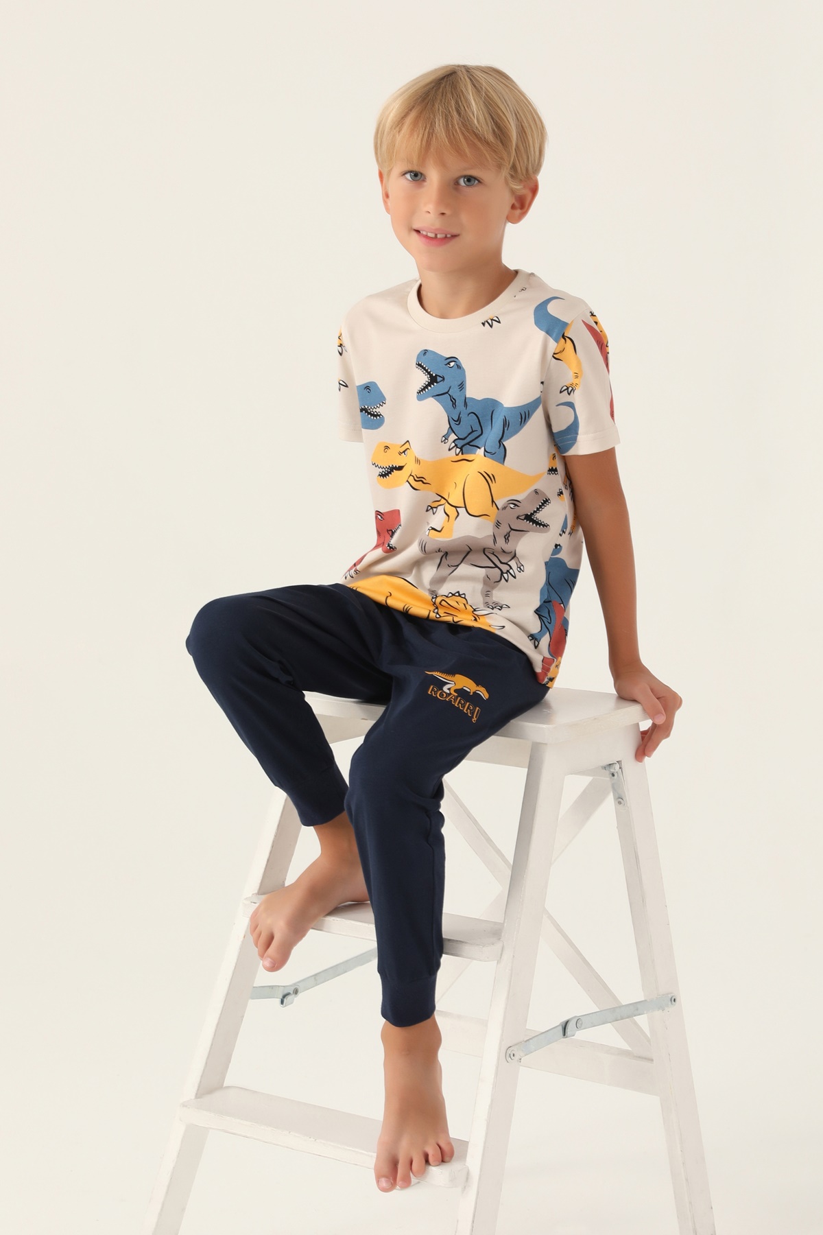 Roly Poly 3360 Pamuklu Kısa Kollu Erkek Çocuk Pijama Takımı-Laci̇vert