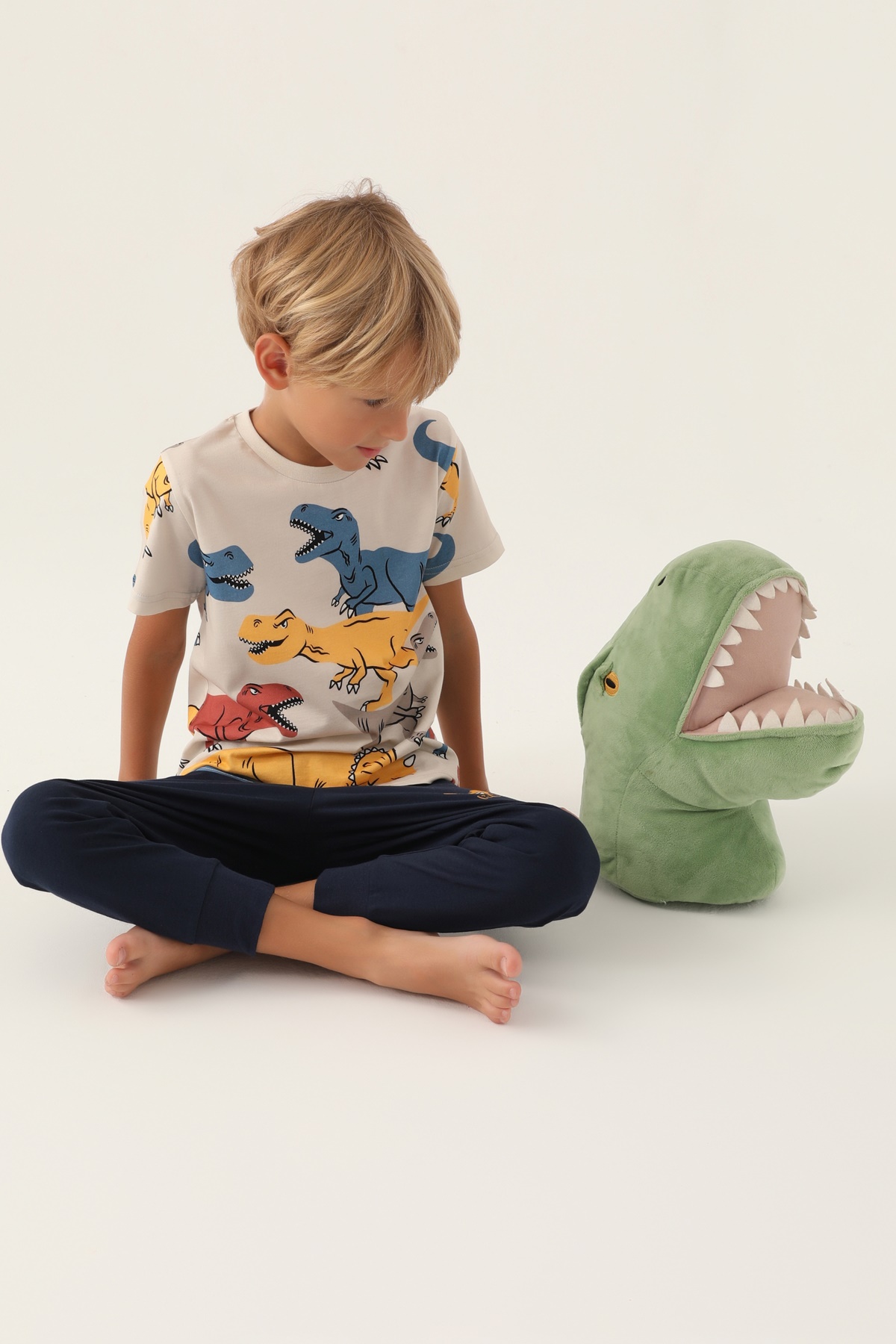 Roly Poly 3360 Pamuklu Kısa Kollu Erkek Çocuk Pijama Takımı-Laci̇vert