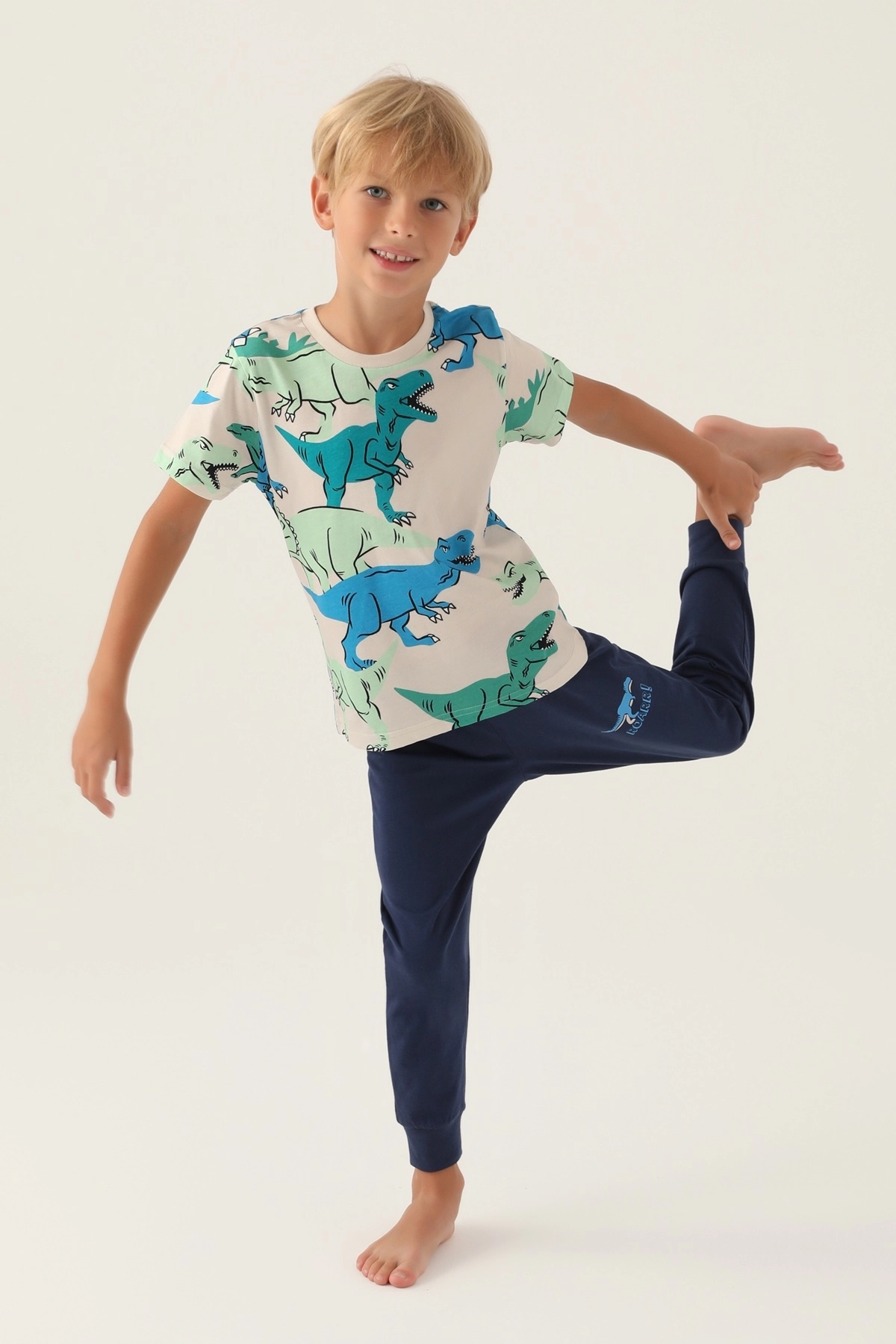 Roly Poly 3360 Pamuklu Kısa Kollu Erkek Garson Pijama Takımı-Laci̇vert