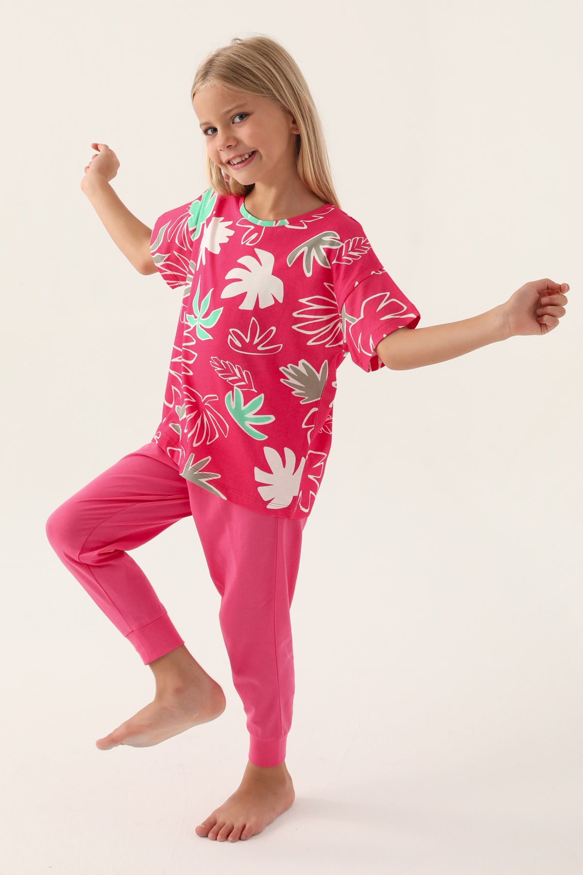 Roly Poly 3386 Pamuklu Anne Kız Kısa Kollu Kız Garson Pijama Takımı
