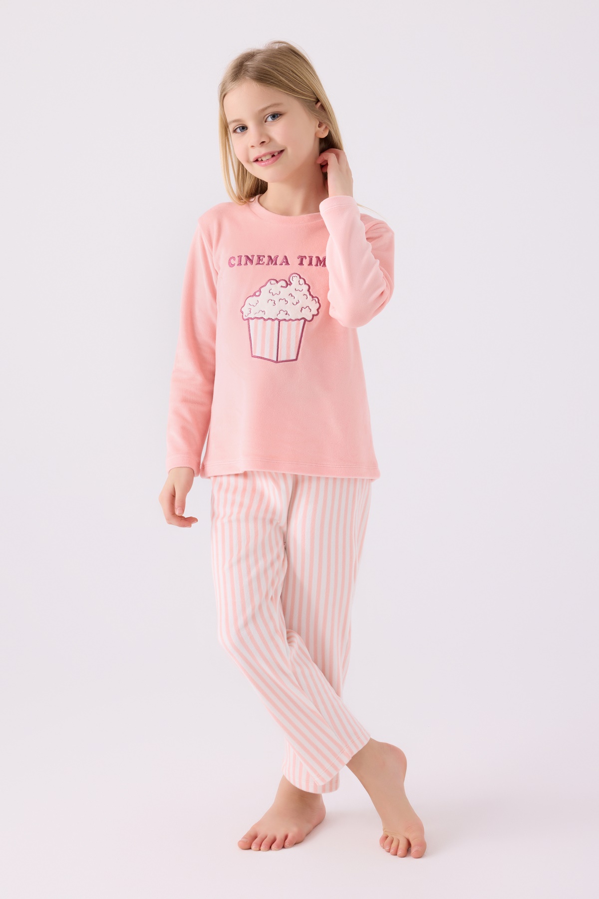 Roly Poly 3479 Kadife Anne Kız Uzun Kollu Kız Çocuk Pijama Takımı