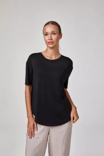 Relactive Kadın Kısa Kollu Sıfır Yaka T-Shirt-Si̇yah