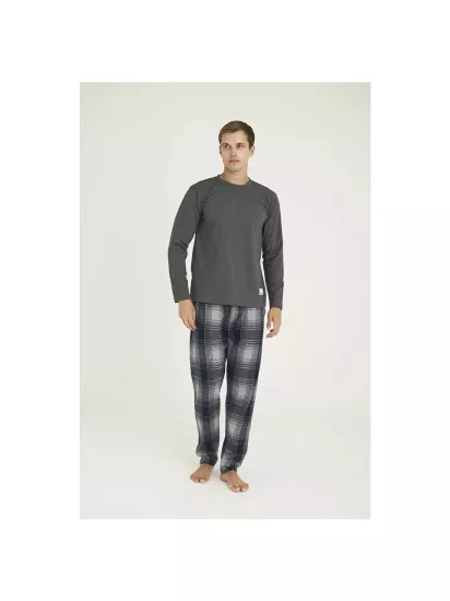 Erkek Uzun Kollu Ekoseli Pijama Takımı
