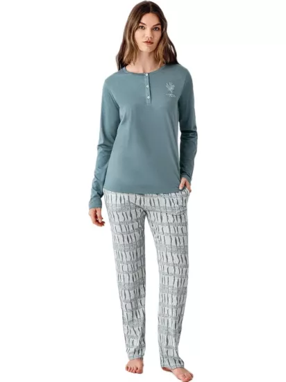 Arnetta KadınBüyük Beden Yeşil Pijama Takımı 3406-X