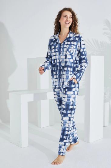 Etoile Kadın Pamuklu Pijama Takımı-Mavi̇