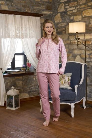CossybyAqua 26350 Büyük Beden Desenli Uzun Kol Pijama Takımı