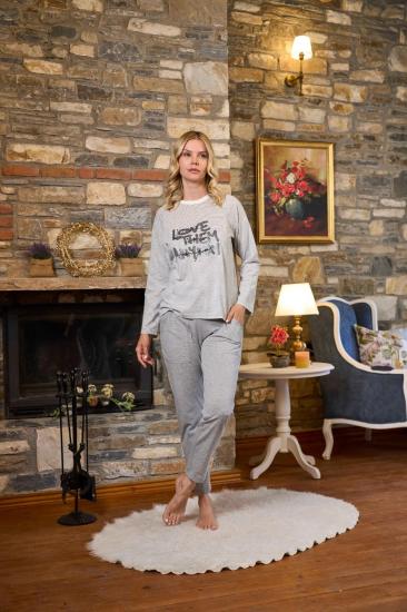 CossybyAqua 26230 Çizgi Desen Baskılı Pijama Takımı