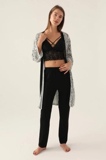 Arnetta 2899 Pamuklu 3’lü Sabahlıklı Kadın Pijama Takım