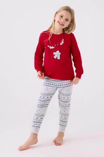 Arnetta 3052 Pamuklu Anne Kız Uzun Kollu Kız Çocuk Pijama Takımı