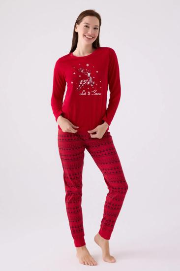 Arnetta 3106 Pamuklu Anne Kız Uzun Kollu Kadın Pijama Takımı