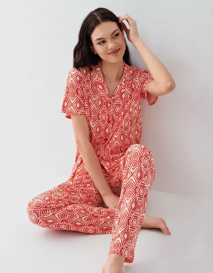 Arnetta Kadın Kısa Kollu Gömlek Pijama Takımı