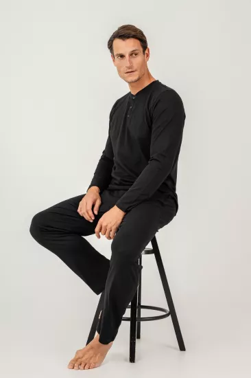 Arnetta 3694 Erkek Uzun Kol Pijama Takımı-Siyah