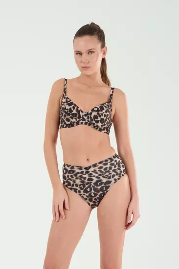 B21077 TOPARLAYICILI LEOPAR BİKİNİ TAKIM