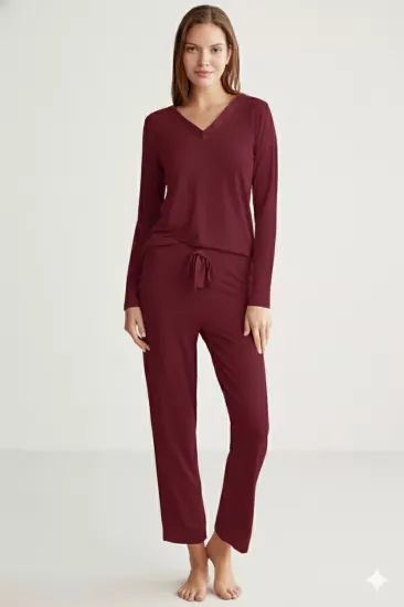 Alin 318 Yumuşak Doku Uzun Kol Kadın Pijama Takımı