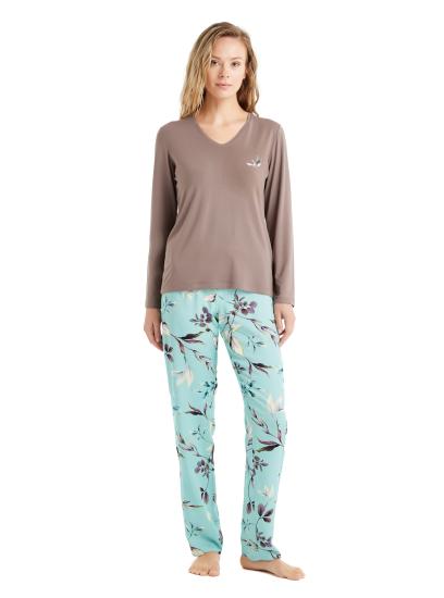 Blackspade 51661 Modal V Yaka Uzun Kollu Kadın Pijama Takımı