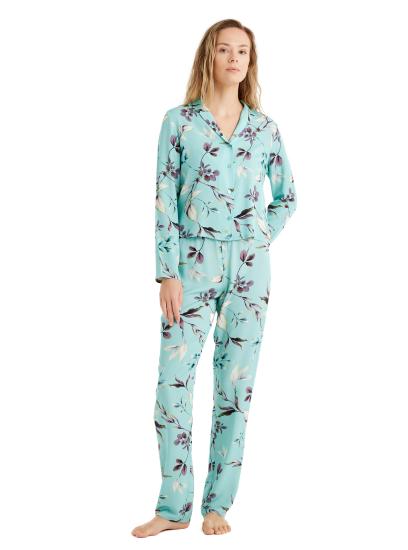 Blackspade 51662 Dokuma Uzun Kollu Kadın Gömlek Pijama Takımı