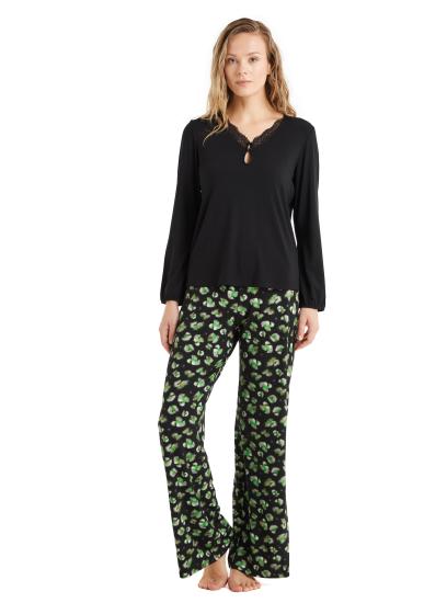 Blackspade 60507 Dantel Detaylı Uzun Kollu Kadın Pijama Takımı