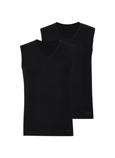 Blackspade Erkek Likralı 2’li Sıfır Kollu V Yakak Atlet-Si̇yah