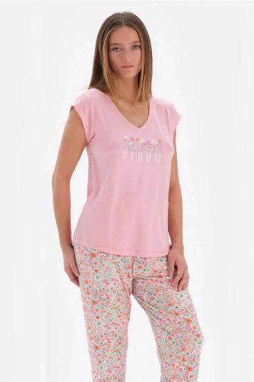 Eros 33510 Pamuklu Kısa Kollu V Yaka Kadın Pijama Takımı