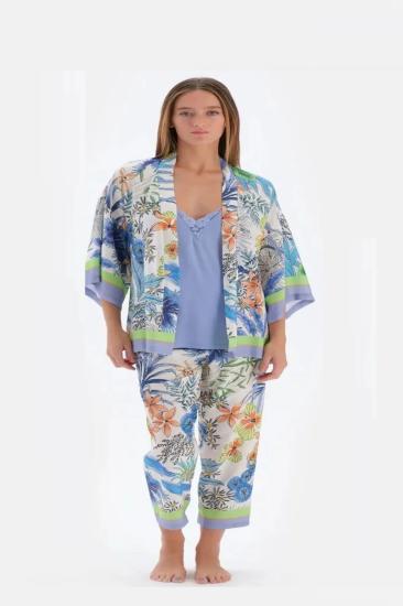 Eros 33534 Pamuklu İp Askılı Sabahlıklı Kadın Pijama Takımı