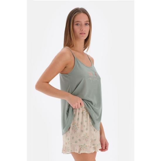 Eros 33552 Pamuklu İp Askılı Kadın Şortlu Pijama Takımı