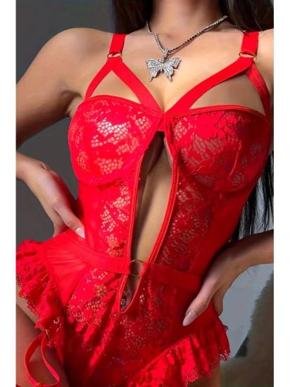 For Dreams 8450 Bacak Bantlı Fantezi Büstiyer Takım