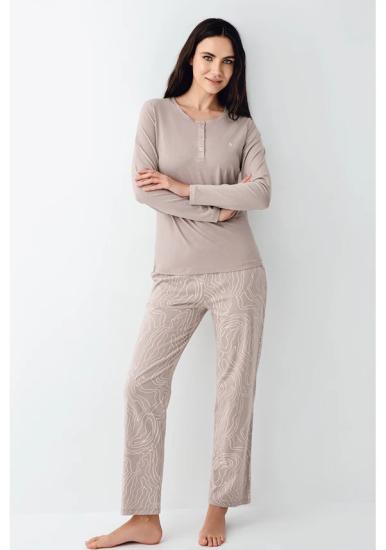 Pierre Cardin 9097 Modal Uzun Kol Kadın Pijama Takımı V1 Vizon