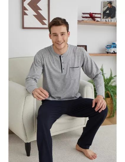 Kly Midi Yaka Battal Erkek Pijama Takımı 9111