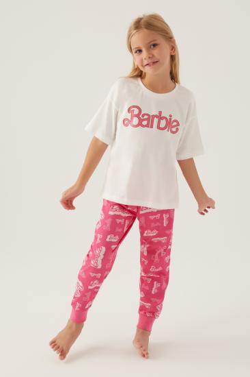 Barbie 1704 Pamuklu Anne Kız Kısa Kollu Kız Çocuk Pijama Takımı