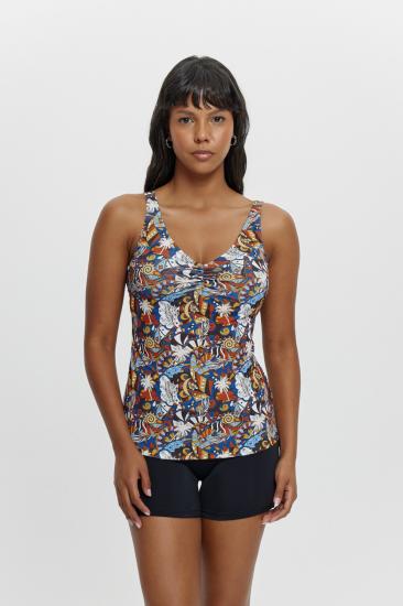 T14004 Şortlu V Yaka Tankini