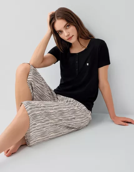 Pierre Cardin 9189 Kadın Kapri Pijama Takımı 