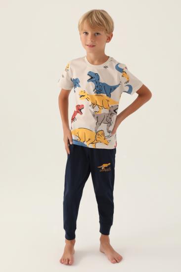 Roly Poly 3360 Pamuklu Kısa Kollu Erkek Çocuk Pijama Takımı-Laci̇vert