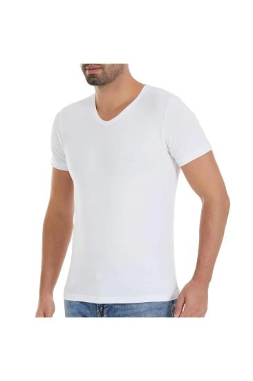 YILDIZ150 MODAL V YAKA T-SHİRT BEYAZ