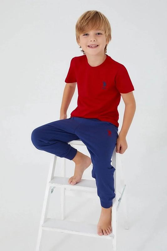 U.S Polo 1352 Pamuklu Kısa Kollu Erkek Garson Pijama Takımı