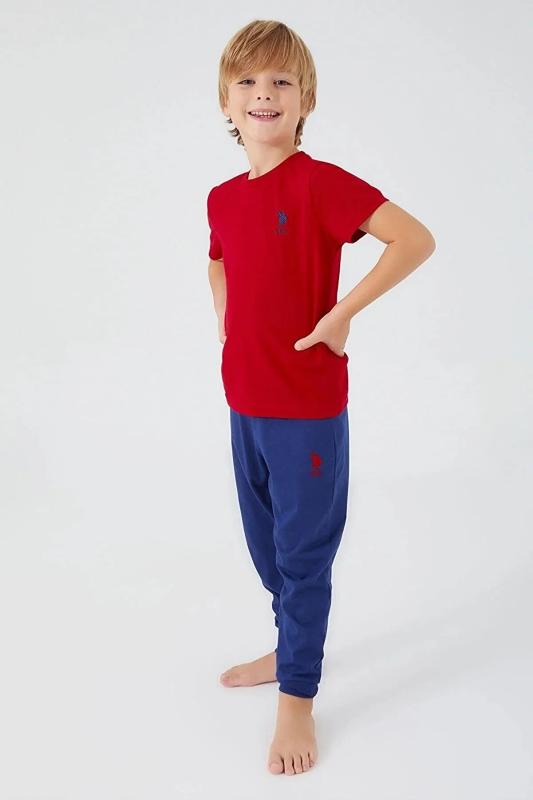 U.S Polo 1352 Pamuklu Kısa Kollu Erkek Garson Pijama Takımı