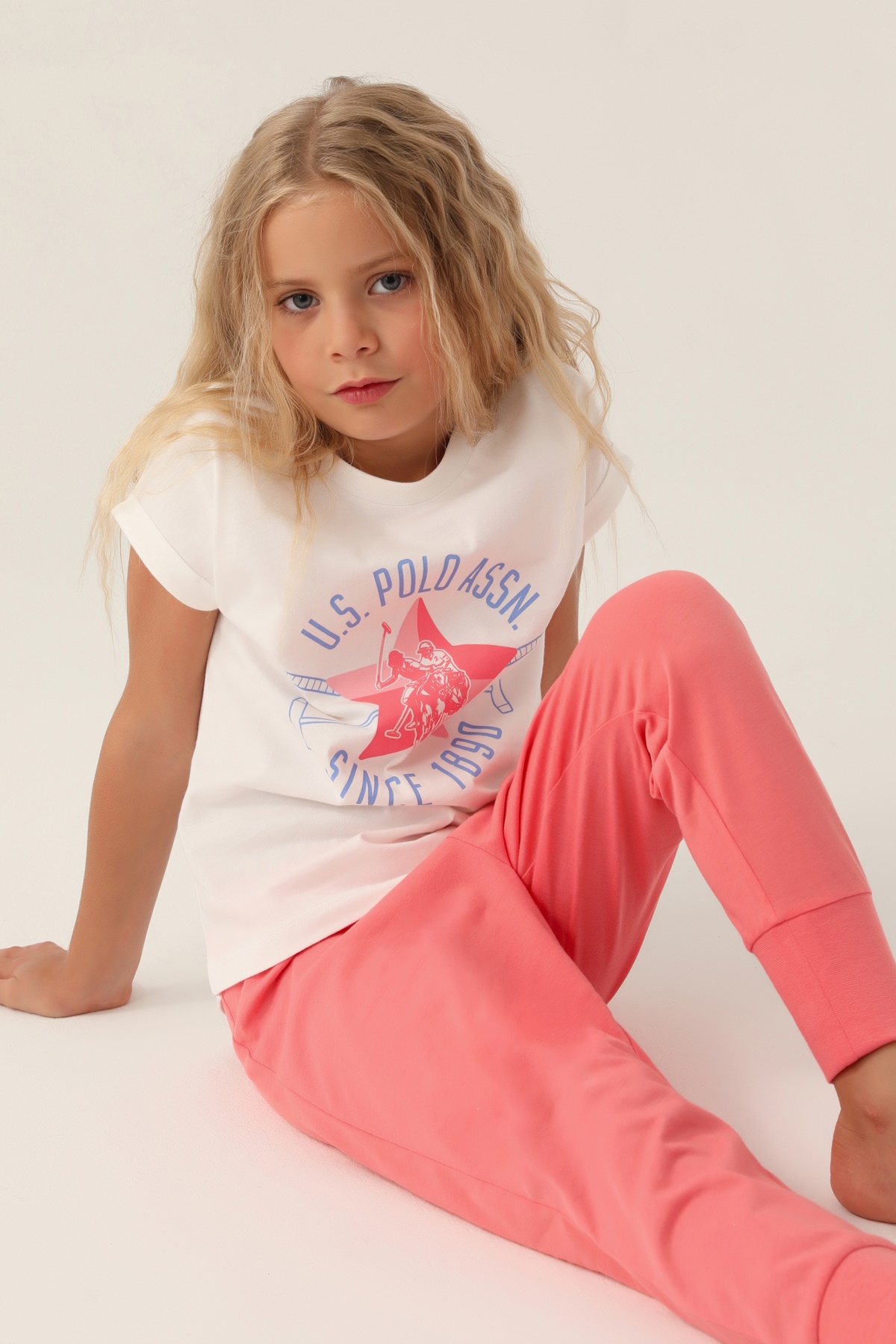 U.S Polo 1838 Pamuklu Kısa Kollu Kız Çocuk Pijama Takımı