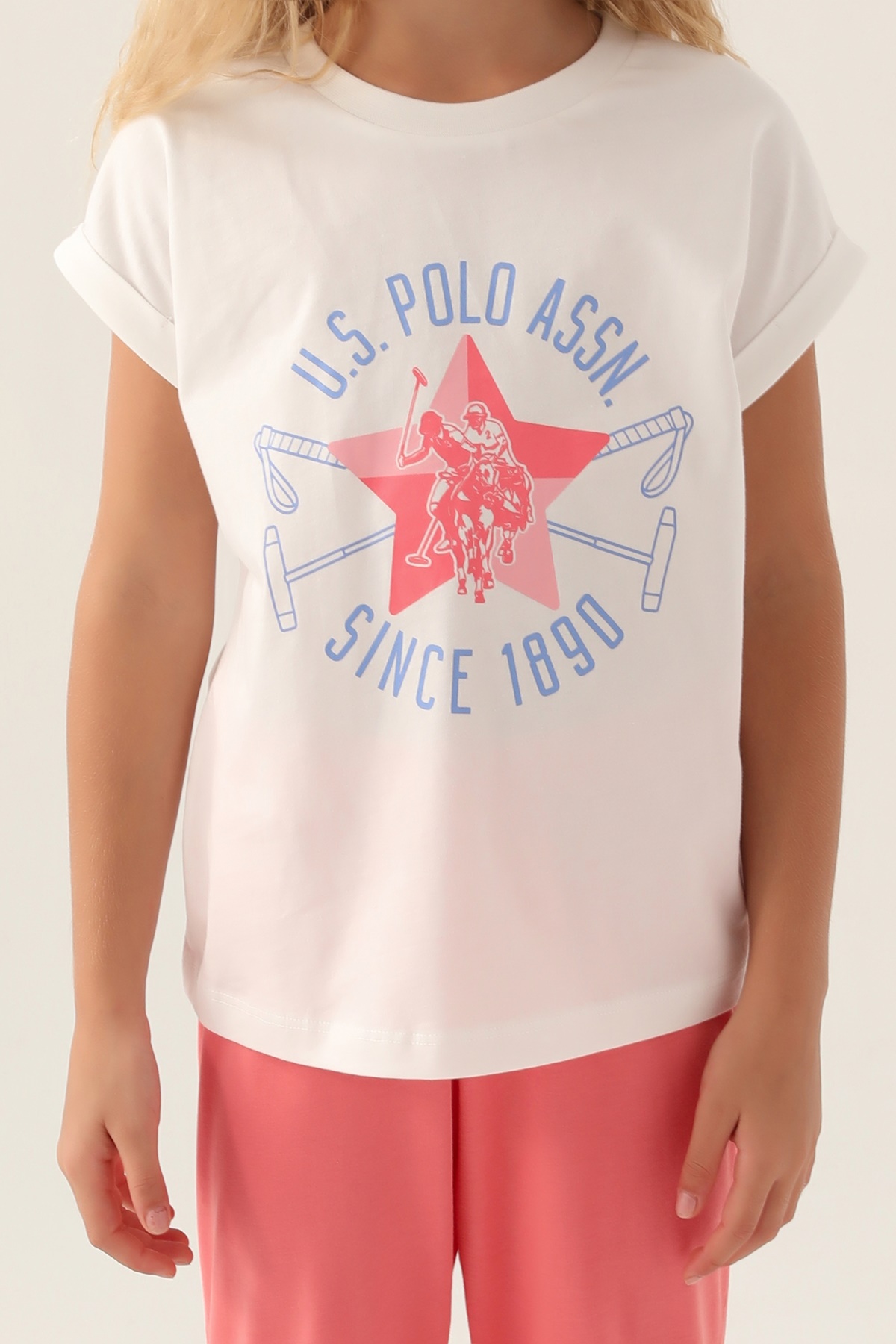 U.S Polo 1838 Pamuklu Kısa Kollu Kız Çocuk Pijama Takımı