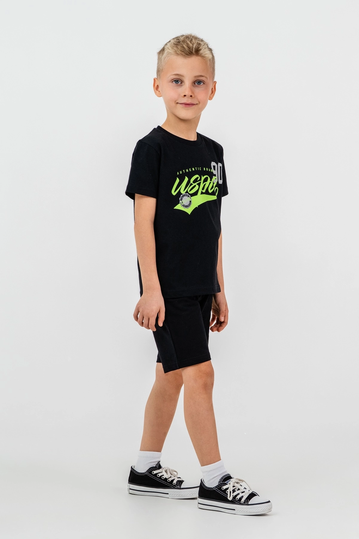 Us Polo 2431 Kısa Kollu Bermuda Takım-Siyah